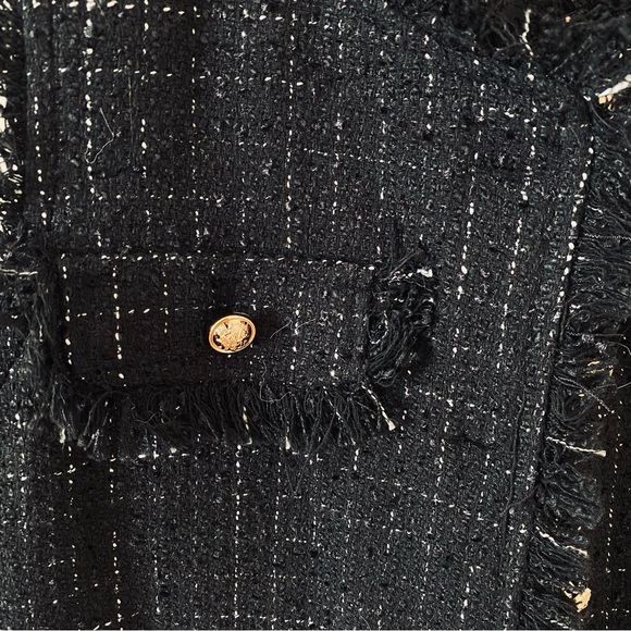 Black Tweed Vest with Gold Button Accents - Picture 4 of 7